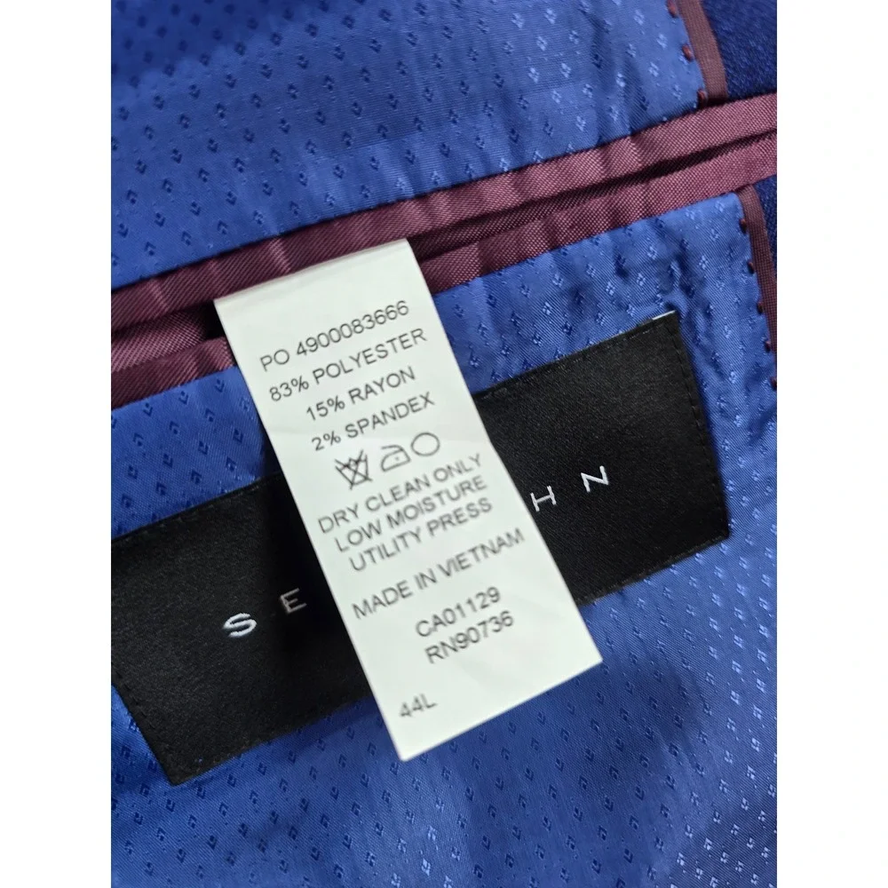 Sean John Double Breasted 3 Piece Suit Mens 44L Pants 38x31 Royal Blue w/Vest